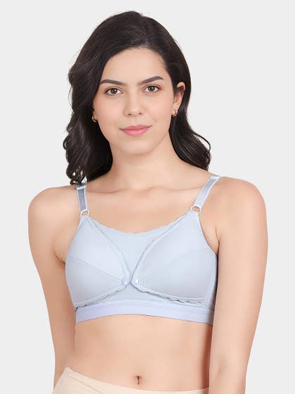 Shyle Cerulean Blue Front Open Full Coverage Nursing Bra
