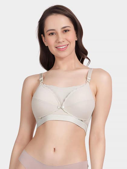 Shyle Wind Chime Grey Front Open Full Coverage Nursing Bra