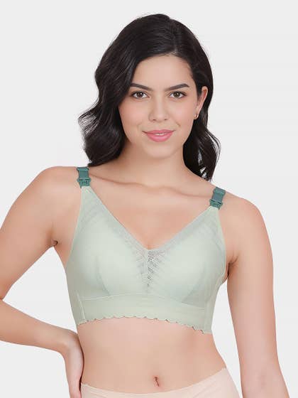 Shyle Bay Green Lightly Padded Strap Open Nursing Bra