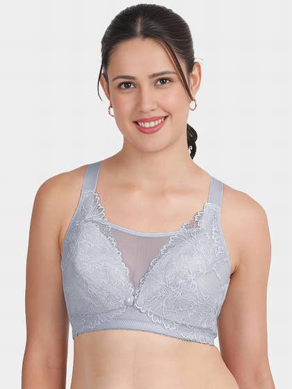 Shyle Arctic Blue Center Open Snap Button Lace Nursing Bra