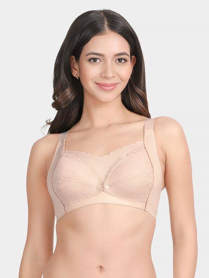 Shyle Powder Puff Skin Front Open Lightly Padded Nursing Bra