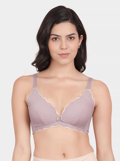 Shyle Fragrant Lilac Scallop Plunge Neckline Nursing Bra