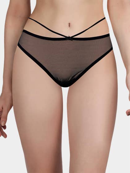 Shyle Black Medium Coverage Low Waist Panty