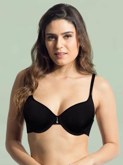 Shyle Black Padded Back Adjustable Plunge Bra