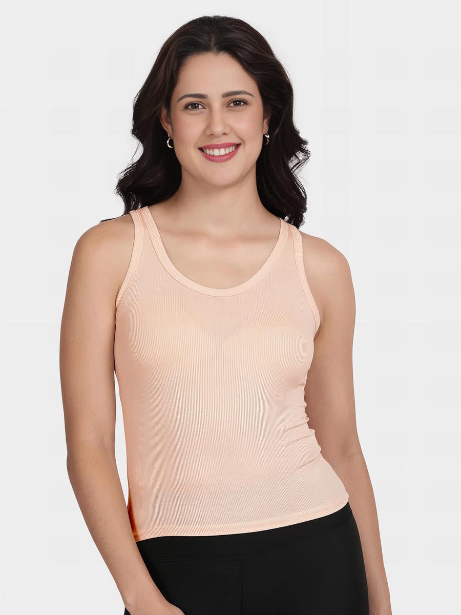 Shyle Pink Broad Strap Ribbed Camisole
