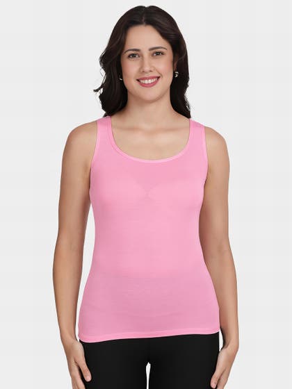 Shyle Pink Narrow Shoulder Scoop Neck Camisole