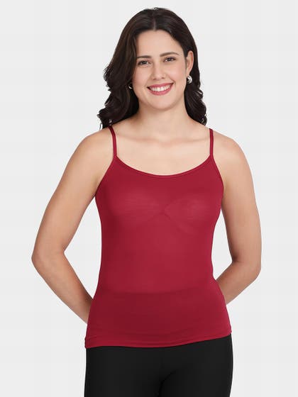 Shyle Beet Red U Neck Adjustable Strap Camisole
