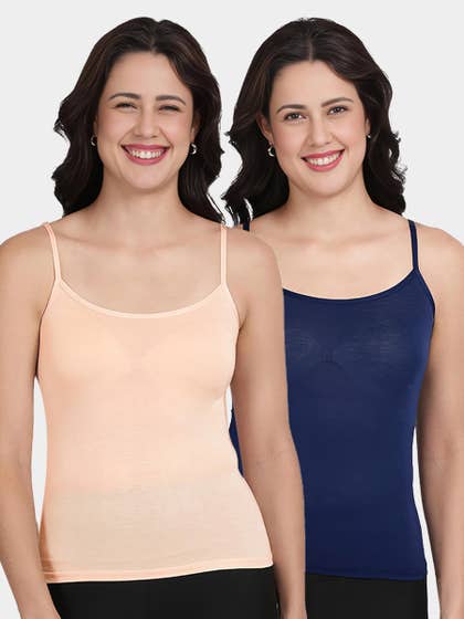 Shyle Skin And Blue U Neck Adjustable Strap Camisole