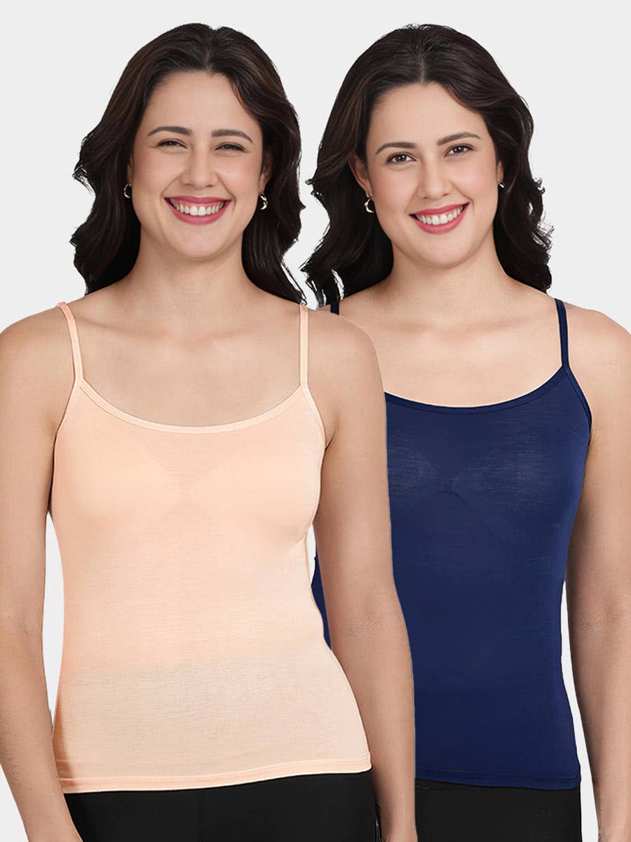 Shyle Skin And Blue U Neck Adjustable Strap Camisole