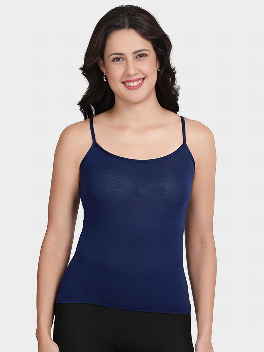 Shyle Navy Blue U Neck Adjustable Strap Camisole
