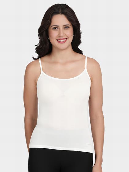 Shyle White U Neck Adjustable Strap Camisole