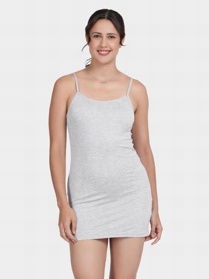 Shyle Melange Grey Fully Adjustable Spaghetti Straps Chemise