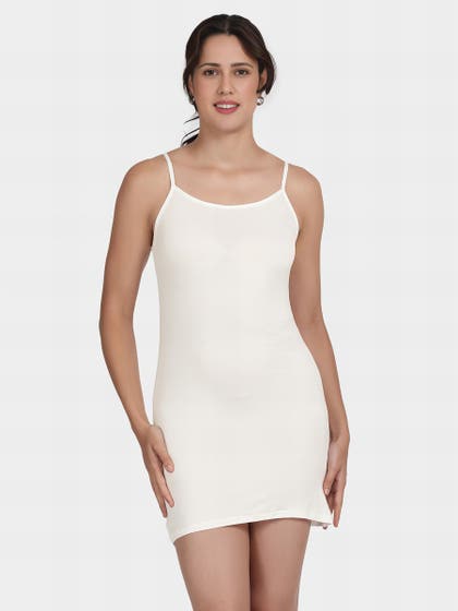 Shyle White Fully Adjustable Spaghetti Straps Chemise