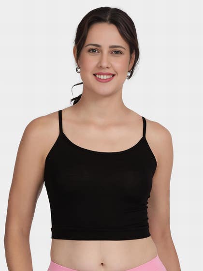 Shyle Black Fully Adjustable Spaghetti Straps Camisole