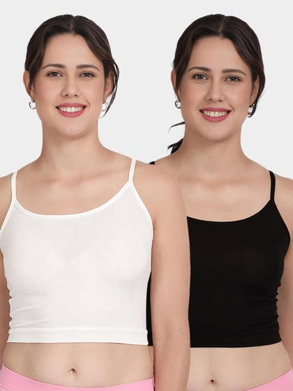 Shyle White And Black Fully Adjustable Spaghetti Straps Camisole