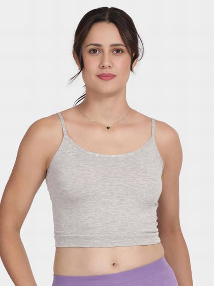 Shyle Melange Grey Fully Adjustable Spaghetti Straps Camisole