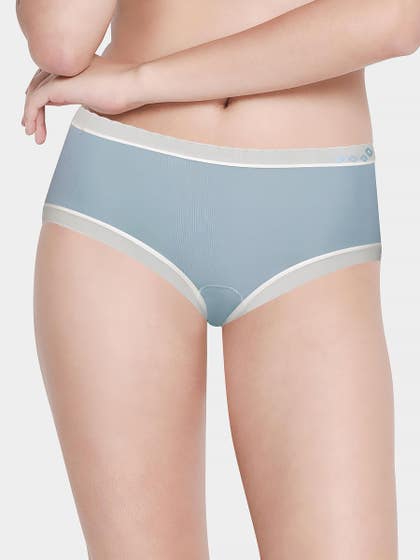 Shyle Blue With White Contrast Medium Waist Hipster Panty