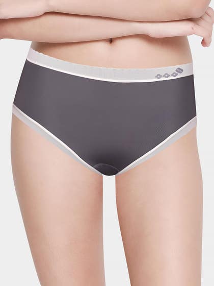 Shyle Grey With White Contrast Medium Waist Hipster Panty