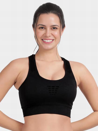 Shyle Black Beauty Removable Padding Medium Impact Sports Bra