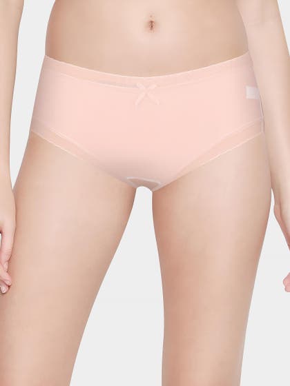 Shyle Pink Ultra Soft Scallop Elastic Low Waist Bikini Panty