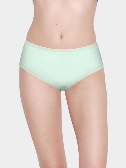 Shyle Green Ultra Soft Scallop Elastic Low Waist Bikini Panty
