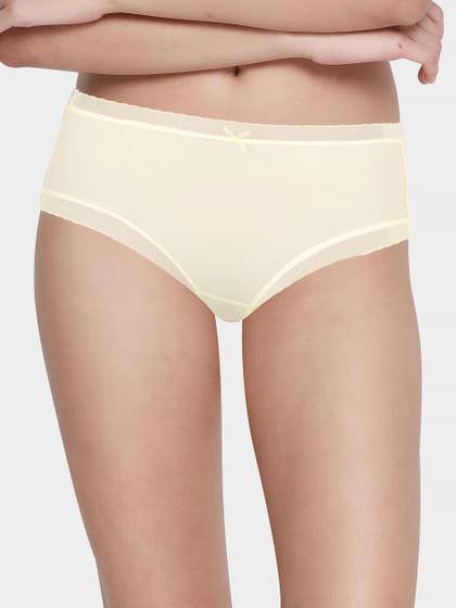 Shyle Yellow Ultra Soft Scallop Elastic Low Waist Bikini Panty