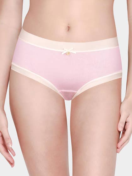 Shyle Candy Pink Full Coverage with Bow Charm Hipster Panty