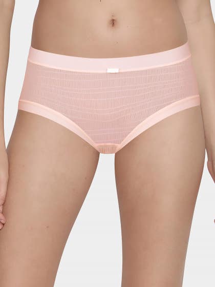 Shyle Pale Pink Soft Crinkle Medium Waist Hipster Panty