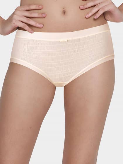 Shyle Ivory Skin Soft Crinkle Medium Waist Hipster Panty