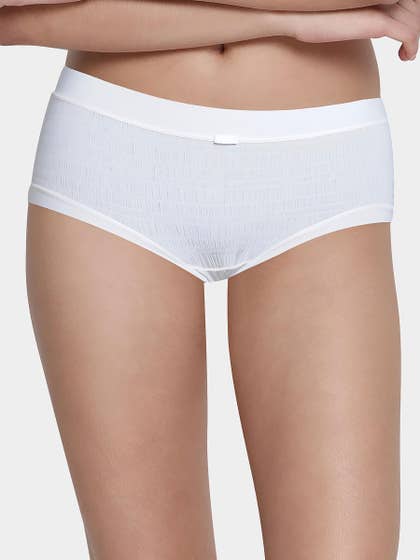 Shyle White Soft Crinkle Medium Waist Hipster Panty