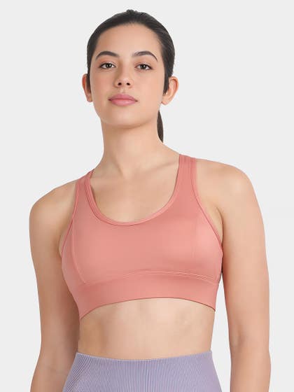 Shyle Mauveglow Mesh Panel Racerback Sports Bra