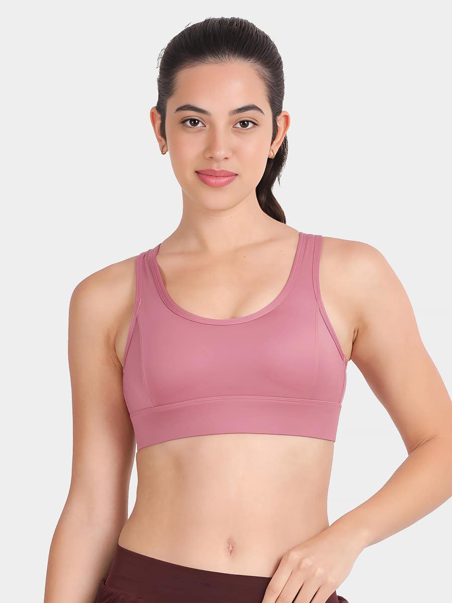 Shyle Wild Rose Mesh Panel Racerback Sports Bra