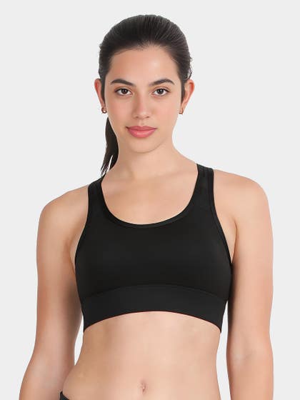 Shyle Black Beauty Padded Racerback Sports Bra