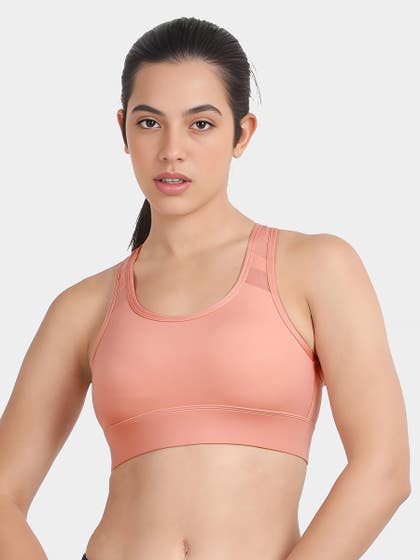 Shyle Shell Pink Padded Racerback Sports Bra