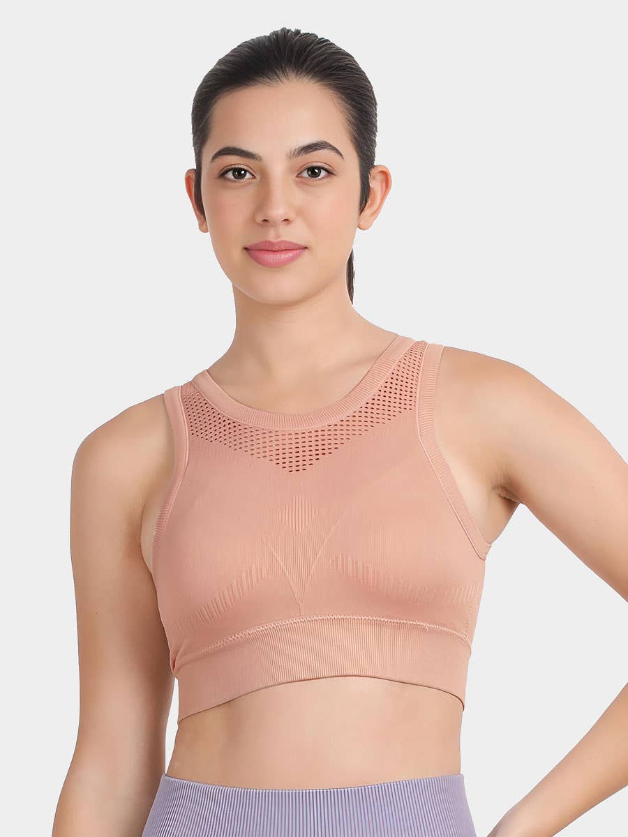 Shyle Powder Puff Skin Full Knit Low Impact Sports Bra