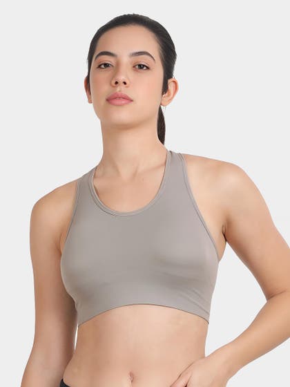 Shyle Stormfront Grey Strappy Back Medium Impact Sports Bra