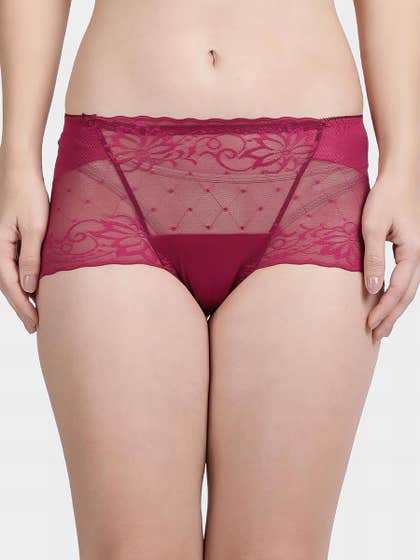 Shyle Bitter Red Decorative Lace Panty