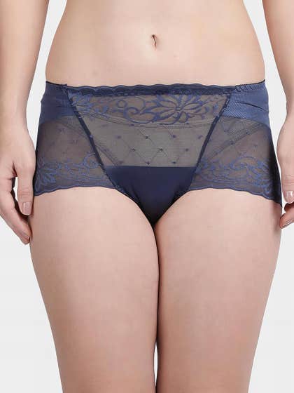 Shyle Ocean Blue Decorative Lace Panty