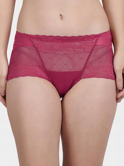 Shyle Poppy Red Decorative Lace Panty