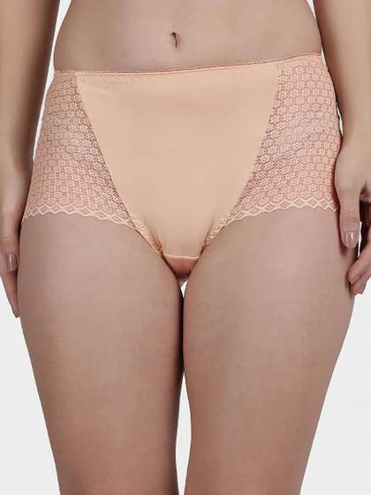 Shyle Apricot Skin Floral Pattern Lace Panty