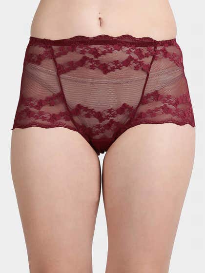 Shyle Bold Red Full Coverage Lace Panty