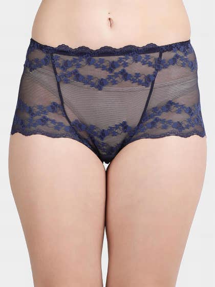 Shyle Ocean Blue Full Coverage Lace Panty