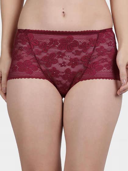 Shyle Bold Red Fully Floral Lace Panty