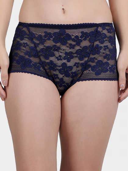 Shyle Ocean Blue Fully Floral Lace Panty
