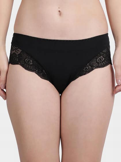 Shyle Black Beauty Hipster Decorative Lace Panty