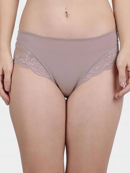 Shyle Light Taupe Hipster Decorative Lace Panty