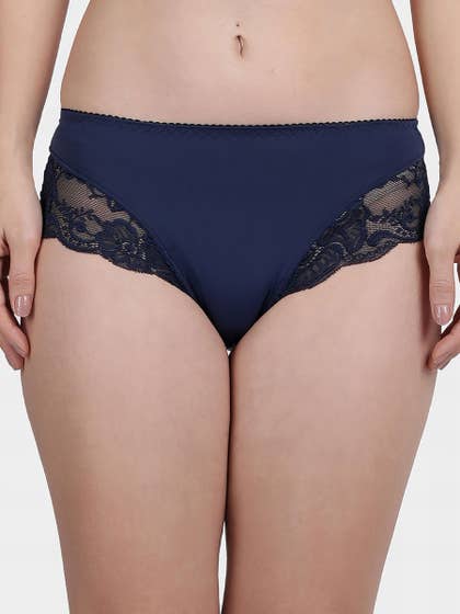 Shyle Ocean Blue Hipster Decorative Lace Panty