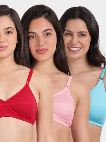 Susie Multicolor X Frame Seamed Wirefree Everyday Bra Combo C