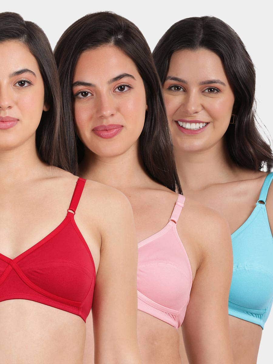 Susie Multicolor X Frame Seamed Wirefree Everyday Bra Combo C