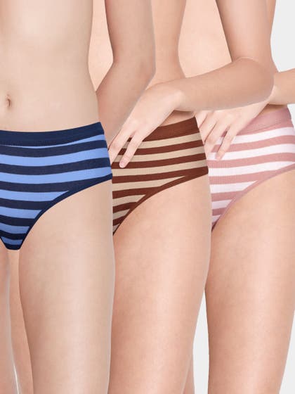 Taabu Multicolor Low Waist Striped Bikini Panty Combo A